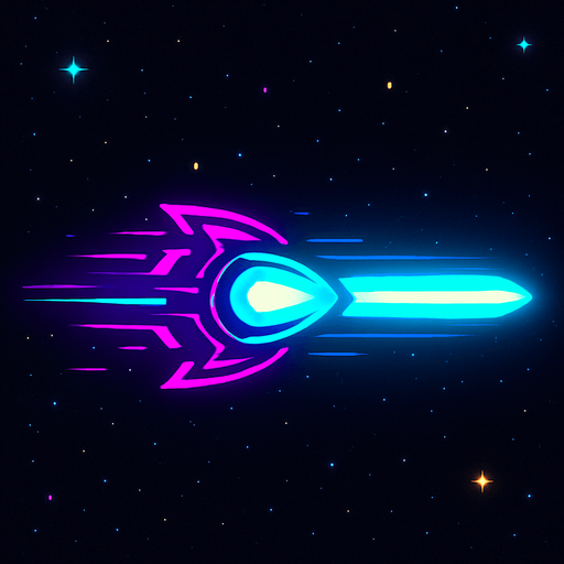 ProjectileSpace shooter oyununda, uzay gemisinin ucundan çıkan, ileriye doğru düz bir hat üzerinde giden ışıklı mermi (projectile) çizer misin? Görsel olarak enerjik, fütüristik ve renkli olabilir. Arka planda uzay boşluğu olabilir. transparent.
In-Game asset.  2d.  High contrast.  No shadows
