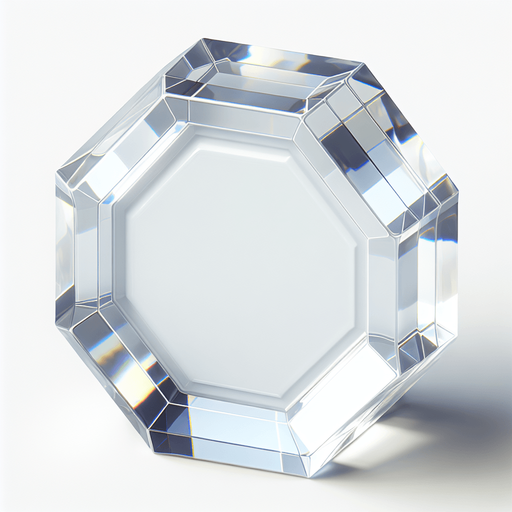 Simple, glossy, empty, plain white hexagon tile made with transparent gel.
Front view. Modern game style