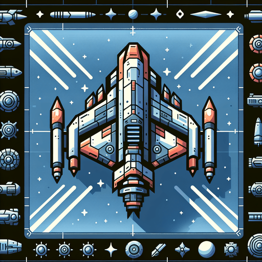 give me a good and high quality 2d spaceship.
Single Game Texture.  In-Game asset.  2d.  Blank background.  High contrast.  No shadows