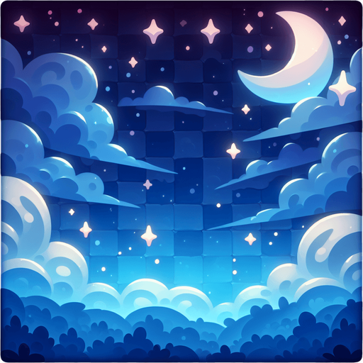 pixel şekerli mavi tonlarında hafif karanlık tema lı arka plan.
Single Game Texture. In-Game asset. 2d. Blank background. High contrast. No shadows.