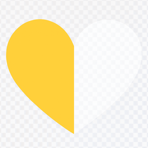Make half of it transparent. And make heart color yellow