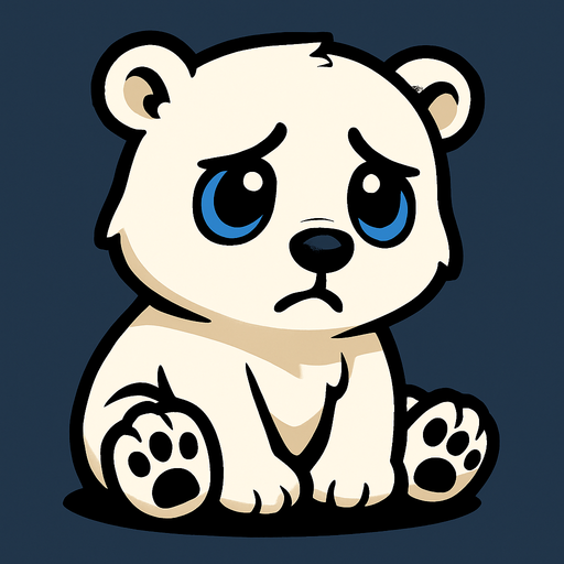Sad baby polar bear.
In-Game asset.  2d.  High contrast.  No shadows