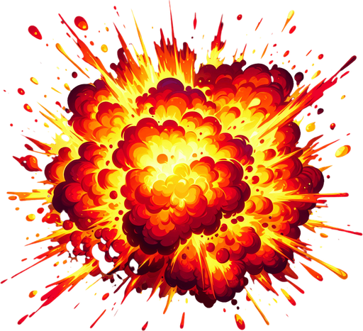 fire explosion.
Single Game Texture.  In-Game asset.  2d.  Blank background.  High contrast.  No shadows