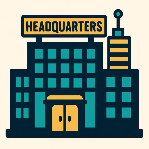 Headquarters.
In-Game asset.  2d.  High contrast.  No shadows