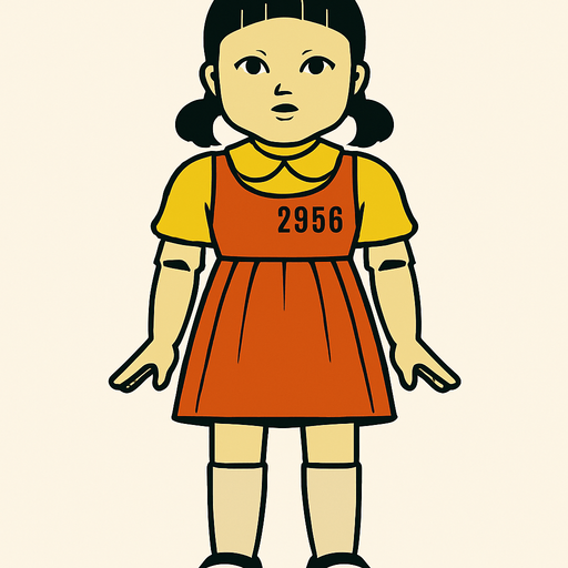 Squid game bebeği yap.
In-Game asset.  2d.  High contrast.  No shadows