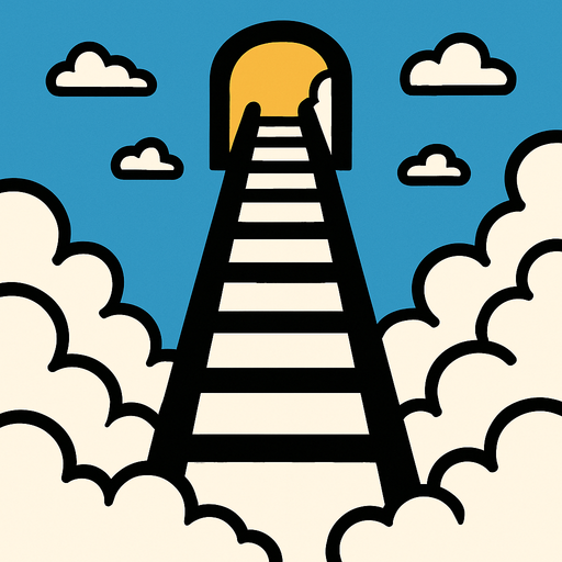 escaleras al cielo.
In-Game asset.  2d.  High contrast.  No shadows