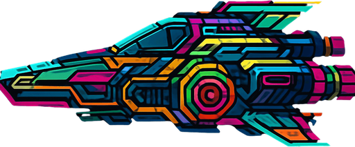 Cyber Ship assets, Cyberpunk, Abstract, Futuer, HD colors, Different colors. Horizontal. seen from a side.
In-Game asset.  2d.  High contrast.  No shadows