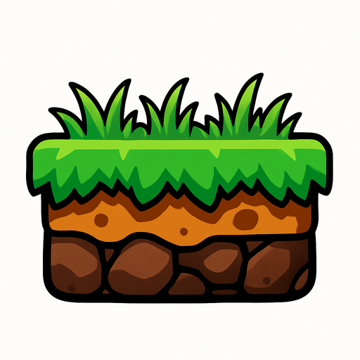 platform with grass.
In-Game asset.  2d.  High contrast.  No shadows