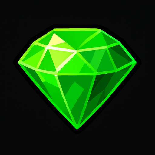 green gem.
In-Game asset.  2d.  High contrast.  No shadows