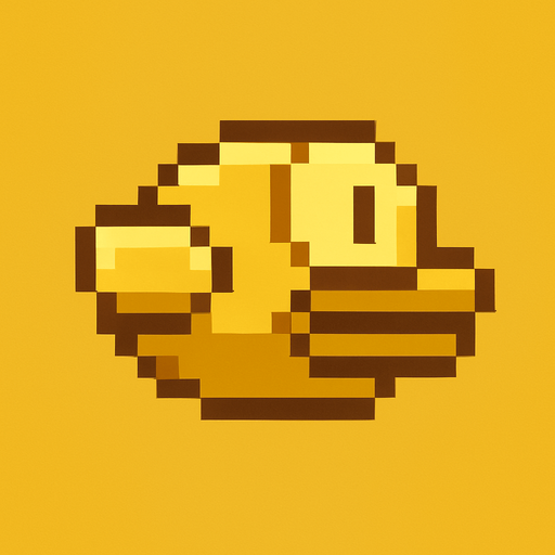 flappy bird gold icon. pixel art style.
In-Game asset.  2d.  High contrast.  No shadows