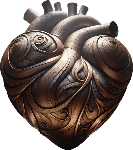 face view of a big bronze heart