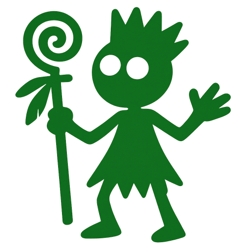 Green Shaman stickman.
In-Game asset.  2d.  High contrast.  No shadows
