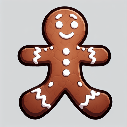 A gingerbread man. Single Game Texture. In-Game asset. 2d. Blank background. High contrast. No shadows.