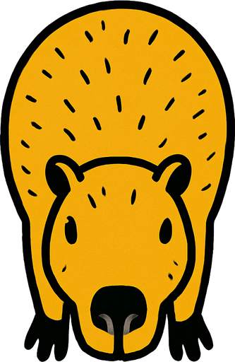 yellow capybara top view.
In-Game asset.  2d.  High contrast.  No shadows