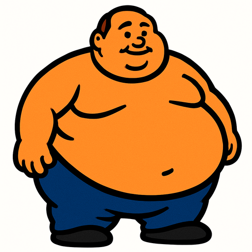 a lot fat.
In-Game asset.  2d.  High contrast.  No shadows