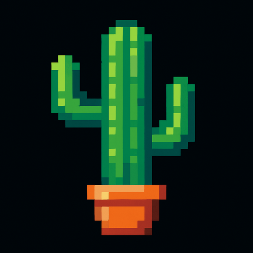 Make a 8-bit cactous.
In-Game asset.  2d.  High contrast.  No shadows
