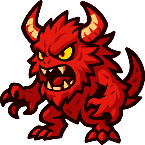 Red wild  monster.
In-Game asset.  2d.  High contrast.  No shadows