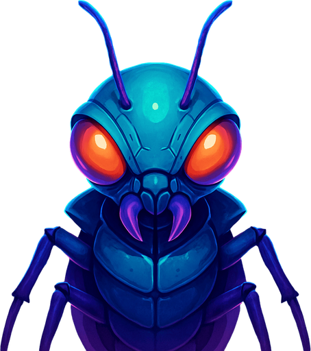 Front-facing icon, Fullscreen modern App Store art style with futuristic medium alien bug
, 16:9, high definition.  No text captions!