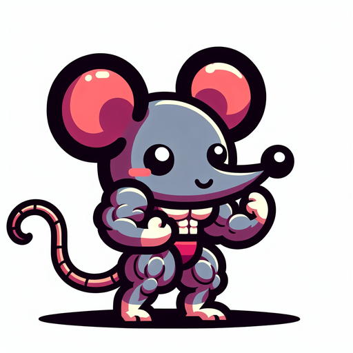 evil little mouse with strong legs, cartoon Single Game Texture. In-Game asset. 2d. Blank background. High contrast. No shadows.