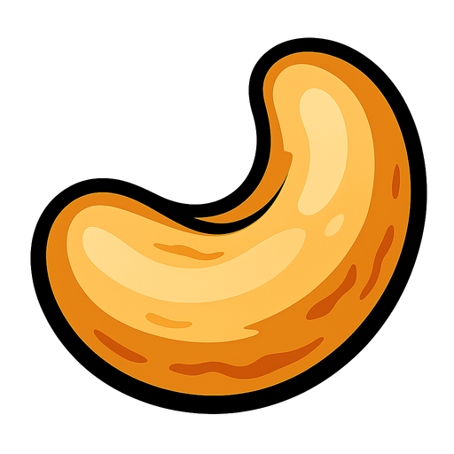 Cashew nut.
In-Game asset.  2d.  High contrast.  No shadows