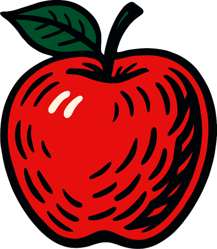 An apple.
2d.  High contrast.  No shadows