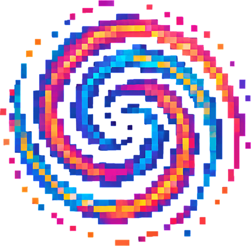 sirculo de torbellino de pixeles.
In-Game asset.  2d.  High contrast.  No shadows