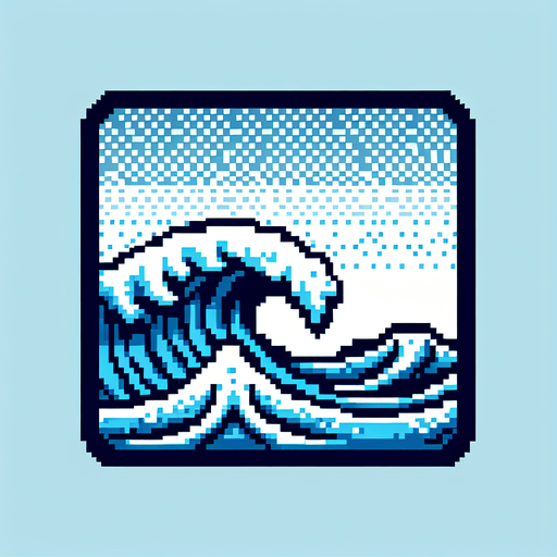 water waves, 8bit.
Single Game Texture.  In-Game asset.  2d.  Blank background.  High contrast.  No shadows