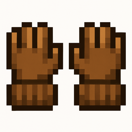 pixel brown gloves.
In-Game asset.  2d.  High contrast.  No shadows