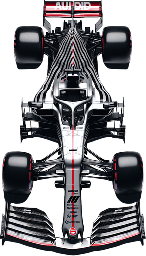 F1 race car. Top view. Grey body with THICK diagonal black stripes. Shiny-red wings with white AUDID text.
Single Game Texture. In-Game asset. 2d. Blank background. High contrast. No shadows.
