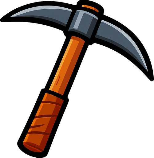 pickaxe.
In-Game asset.  2d.  High contrast.  No shadows
