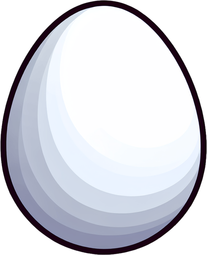 white egg.
Single Game Texture.  In-Game asset.  2d.  Blank background.  High contrast.  No shadows