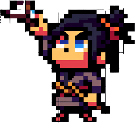 A japanese pixel samurai, small, with his head looking totally up to the sky vertically and pointing with a crossbow also top, vertically, like 90 o head. Single Game Texture. In-Game asset. 2d. Blank background. High contrast. No shadows..
Single Game Texture. In-Game asset. 2d. Blank background. High contrast. No shadows..
Single Game Texture. In-Game asset. 2d. Blank background. High contrast. No shadows.