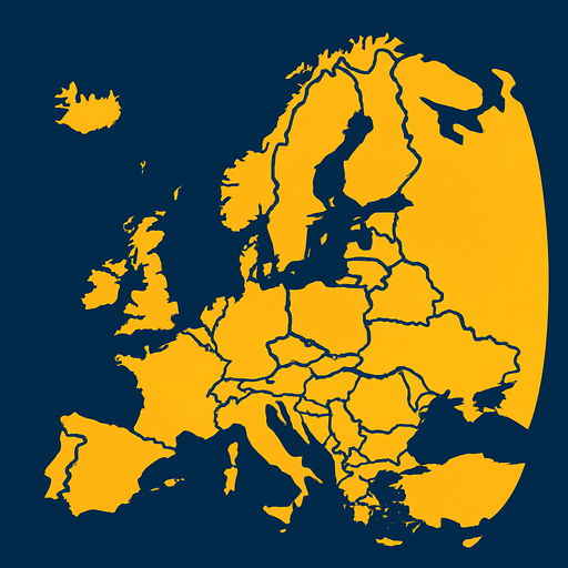 Map over Europe.
In-Game asset.  2d.  High contrast.  No shadows