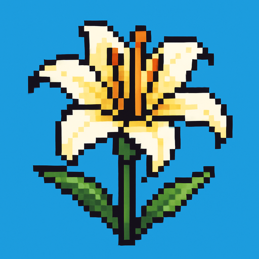 flor de lirio de pixeles.
In-Game asset.  2d.  High contrast.  No shadows