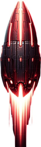 A 2D top-down view of a futuristic energy bullet for a space shooter game. The bullet is a glowing red plasma projectile  elongated shape and a slight energy trail behind it. The design is simple, bright, and high-speed-looking, suitable for fast-paced shooting gameplay.
Single Game Texture.  In-Game asset.  Blank background.  High contrast.  No shadows