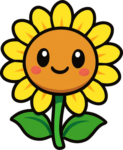 a sun flower whit pvz 3 whit kawaii face.
In-Game asset.  2d.  High contrast.  No shadows