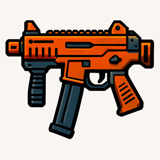 submachine gun.
In-Game asset.  2d.  High contrast.  No shadows