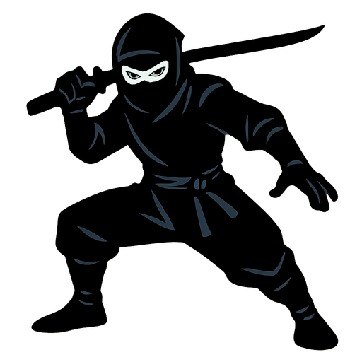 A shadow ninja.
In-Game asset.  2d.  High contrast.  No shadows