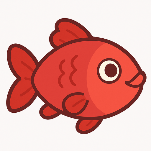 kırmızı renk tatlı balık görseli. No background. Transparent background. Blank background. No shadows. 2d. In-Game asset. flat