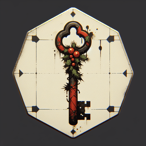 a simple dirty, dark and eerie Christmas bathroom key.
Single Game Texture. In-Game asset. 2d. Blank background. High contrast. No shadows.