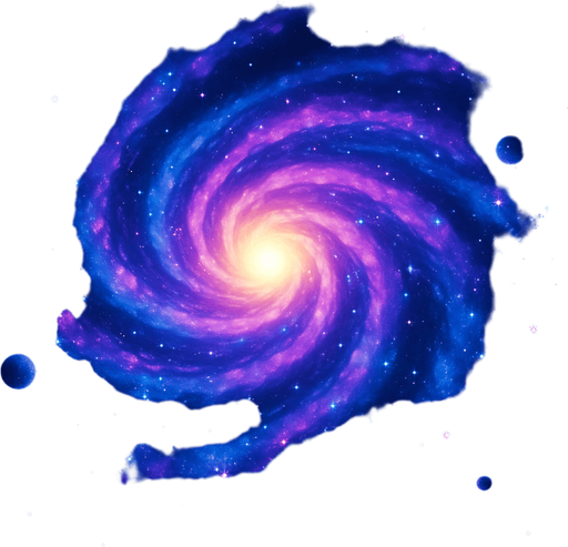 A stunning 2D top-down galaxy for a space-themed game background, featuring a massive spiral galaxy with swirling arms in vibrant shades of blue, purple, and pink, a bright glowing core, scattered star clusters, distant nebulae, and a few small planets orbiting around. The galaxy should feel colorful, mysterious, and vast, with soft glowing effects and high contrast for a sci-fi aesthetic. Style: digital art, seamless background, suitable for looping game parallax layers..
In-Game asset.  2d.  High contrast.  No shadows