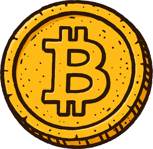 bitcoin sembollü sarı eski madeni para.
In-Game asset.  2d.  High contrast.  No shadows