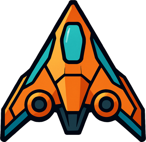 A triangular spaceship.
In-Game asset.  2d.  High contrast.  No shadows