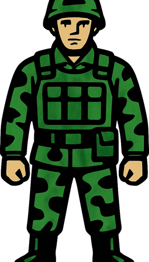 solider from front.
In-Game asset.  2d.  High contrast.  No shadows