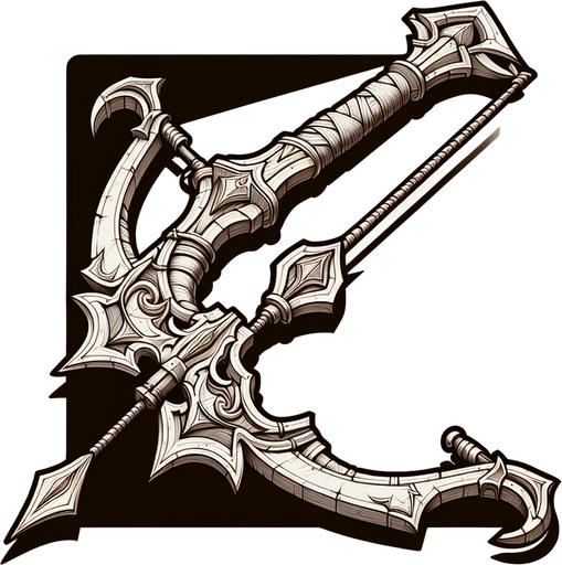 Warcraft 3 image of a bow..
Single Game Texture. In-Game asset. 2d. Blank background. High contrast. No shadows.