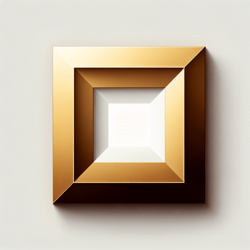 white square with golden rounded corners, in front view.