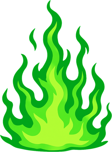 green fire.
In-Game asset.  2d.  High contrast.  No shadows