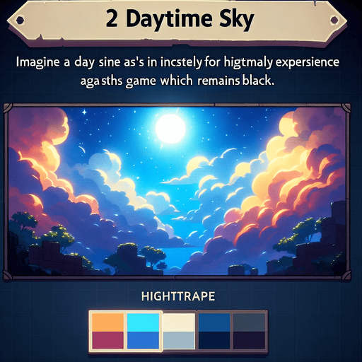 Daytime sky.
Single Game Texture.  In-Game asset.  2d.  Blank background.  High contrast.  No shadows