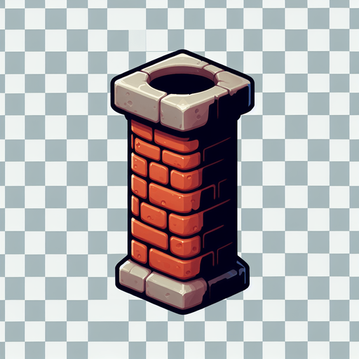 A chimney, cartoon 2d, side view Single Game Texture. In-Game asset. 2d. Blank background. High contrast. No shadows.