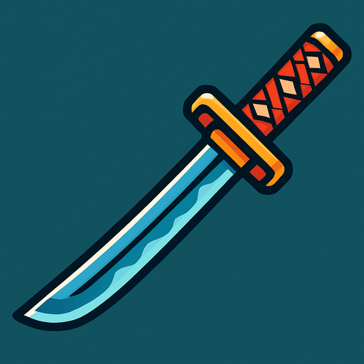 katana animada.
In-Game asset.  2d.  High contrast.  No shadows